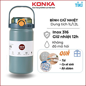 Bình giữ nhiệt có ống hút ly giữ nhiệt 1000ml không đổ mồ hôi, lõi inox 316 cao cấp, giữ nhiệt nóng lạnh 12H đến 24H - Hàng chính hãng