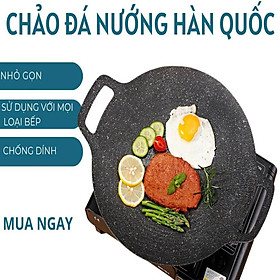 Chảo Nướng Chống Dính, Không Khói Không Cần Dầu Nhập Khẩu Hàn Quốc, Size 34cm, Chảo Đa Năng Chiên, Sào, Gián, Nướng BBQ