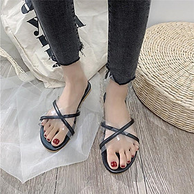 DL6_Dép nữ quai chéo đế bằng thời trang sang chảnh kèm hình thật