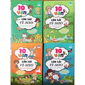 Combo 4 quyển 10 vạn câu hỏi vì sao ( khám phá thế giới động vật Đv tiền sử + bay trên bầu trời , khám phá thế giới động vật chạy trên mặt đăt 1+2 ) +tặng kèm 1 quyển truyện tranh song ngữ cò và cáo như hình
