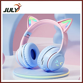 Mua Tai nghe chụp tai BT612 kết nối bằng Bluetooth với thiết kế tai mèo dễ thương có thể gấp gọn tiện lợi kèm theo đèn led RGB - JL