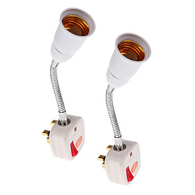 2pc E27 Lamp Holder Socket Bulb Holder On/Off Button Converter 13A-UK Plug
