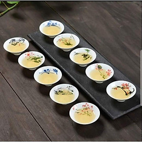 Mua Bộ 10 chén sứ Cảnh Đức mỏng tang. cốt sứ trắng. chắc tay cầm
