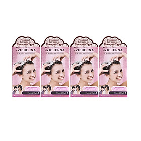 Combo 4 hộp Gội nhuộm phủ bạc thảo dược Richenna EZ Speedy Hair Color-EX Hàn Quốc màu đen tự nhiên 60G