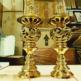 Mua Đèn đồng long phụng thờ gia tiên thương hiệu Thuận Phát ( 3 cỡ: 27cm  30cm  37cm)