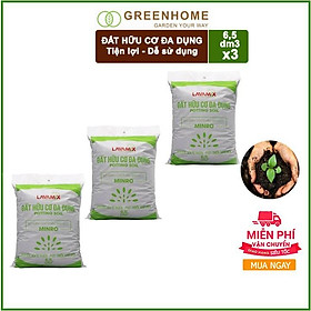 Bộ 3 Đất Sạch Hữu cơ Đa dụng Trồng Rau, Hoa Kiểng Lavamix 6.5dm Tiện Lợi, Dễ Sử Dụng