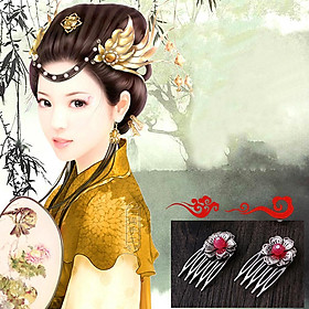 2 Pack Flower Wedding Bridal Chinese Hair Comb Bead Headpiece Hair Clip Pin Jewelry