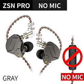 KZ ZSN PRO 1BA 1DD Technology Hifi Metal In Ear Tai nghe Bass Bass Sport Sport Tiêu đề khử tai ZSX ZSN Pro X ZSTX Màu sắc: Grey No Mic
