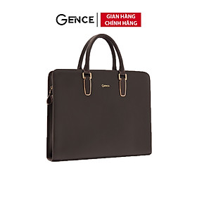 Cặp Da Nam Công Sở Túi Xách GENCE CTS08 Da Bò Cao Cấp Màu Nâu Có Dây Đeo Vai