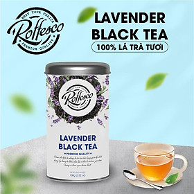 Trà đen hoa oải hương roffesco lavender black tea hương vị thơm ngon thanh mát lon 100g