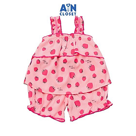 Bộ quần áo ngắn bé gái dây họa tiết Dâu hồng - AICDBGSNZQG0 - AIN Closet