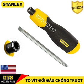 Tô vít 2 trong 1 đảo đầu có nam châm vĩnh cửu STANLEY 6x100mm, tua vít 2 đầu cao cấp thép Cr-V tay cầm chống va đập