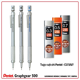 Hình ảnh Bút Chì Kim Kỹ Thuật Cao Cấp Pentel Graphgear 500 Loại 0.3/0.5/0.7mm Vẽ Phác Thảo, Vẽ Kiến Trúc - PG513, PG515, PG517