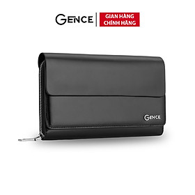 Ví Nam Cầm Tay Chính Hãng Clutch Da Hàng Hiệu GENCE HT04 Da Bò Cao Cấp Màu Đen