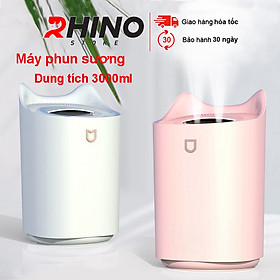 Máy phun sương tạo ẩm cỡ lớn Rhino H802 3000ml, 2 lõi phun, tích hợp đèn 7 màu, dung tích lớn cho không gian rộng - Hàng chính hãng