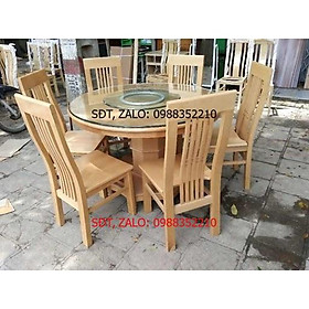 BỘ BÀN ĂN TRÒN 6 GẾ GỖ SỒI TỰ NHIÊN, BỘ BÀN ĂN XOAY , BỘ BÀN ĂN CAO CẤP bbx