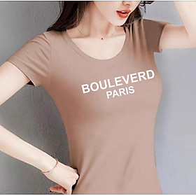 Áo thun nữ MXM form ôm body in chữ Bouleverd trẻ trung mặc tôn dáng ( ANU023 )