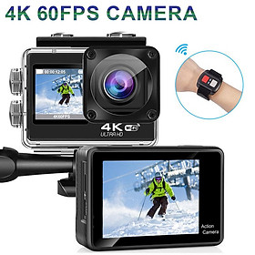 Camera hành động 4K 60fps camera 24MP 2.0 Touch LCD 4X EIS Dual Màn hình WiFi Điều khiển từ xa WaterProof Water