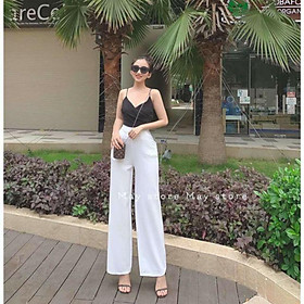 Sét áo croptop dập ly quần suông