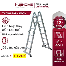 Mua Thang nhôm gấp 4 đoạn Nhập Khẩu 4 7 mét siêu đa năng FUJIHOME  thang chữ M xếp gọn 4 khúc gia đình aluminum ladder
