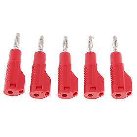 5x Gold Plated 4mm Retrtable Banana Plug Stkable Solder type with sleeve red