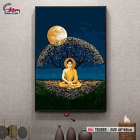 Mua Tranh tô màu theo số Gam tôn giáo tranh Đức Phật tọa thiền dưới trăng TN3089