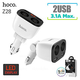 Tẩu sạc nhanh ô tô Hoco z28 4 cổng sạc 2.4A - củ sạc xe hơi có led hiển thị cao cấp - hàng chính hãng