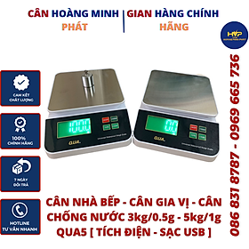 Mua Cân tiểu ly chống nước nhà bếp 5kg/1g - 3kg/0.5g QUA (cân gia vị nhà bếp tích điện - sạc USB).   CÂN HOÀNG MINH PHÁT