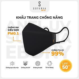 Khẩu trang chống nắng Anti UV Soteria Ebony đạt chuẩn UPF 50+, chống khuẩn chống bụi siêu mịn 0.1 micro - Size S,M,L