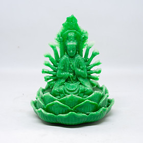 Tượng Phật Bà nhiều tay ngồi thiền bằng đá xanh cao 13cm
