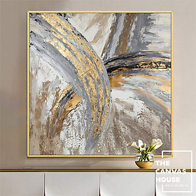 Mua Tranh Canvas Trừu Tượng Họa Tiết Vàng Kim (Hình thật tại xưởng - Đã có khung  móc  đinh treo) - The Canvas House - T1AK