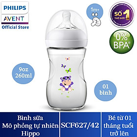 Bình  sữa Mô phòng tự nhiên Philips Avent dung tích 260ml cho bé từ 1 tháng tuổi (họa tiết Hippo/Flamingo)