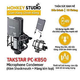 MICRO TAKSTAR PC-K850 Thu Âm Livestream Hát Karaoke Cao Cấp chuyên nghiệp - Hàng Chính Hãng