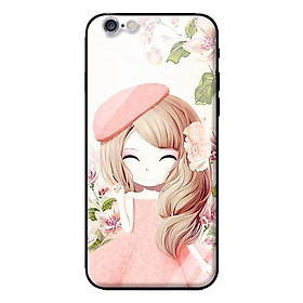 Ốp lưng kính cường lực cho iPhone 6 Anime Cô Gái Váy Bông - Hàng chính hãng