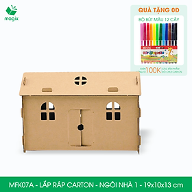 MFK07A -19x10x13 cm - Mô hình ngôi nhà lắp ráp từ bìa carton cao cấp, nhà giấy carton mini sáng tạo