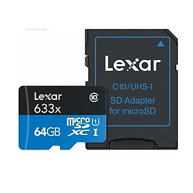 Thẻ Nhớ Lexar Micro SDXC 633X 64GB (95MB/s) (Có Adapter) - Hàng nhập khẩu