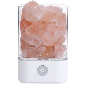 Night Light Crystal Salt Lamp Portable Black /White Natural Rock Bedroom Family