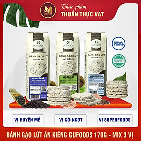 Combo 3 Vị Huyền Mễ, Cỏ Ngọt, Superfoods - Bánh Gạo Lứt Ăn Kiêng GUfoods 170g - Thực Phẩm Bổ Sung Dinh Dưỡng Cho Người Tiểu Đường, Người Ăn Chay, Ăn Kiêng, Giảm Cân, Tập Gym, Eat Clean, Hàm Lượng Chất Xơ Cao