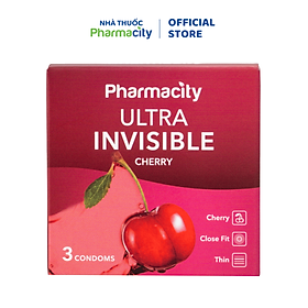 Bao Cao Su Pharmacity Ultra Invisible Cherry (Hộp 3 cái)