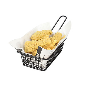 Portable Black Iron Wire Mini Frying Basket Strainer Fryer for Kitchen Chef Chicken Wings French Fries Cooking Specification:rectangle