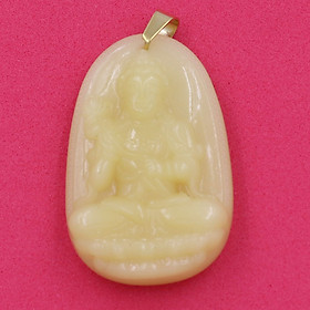 Mặt dây chuyền Phật Đại Thế Chí thạch anh vàng 3.6cm - Phật bản mệnh tuổi Ngọ - Mặt size nhỏ