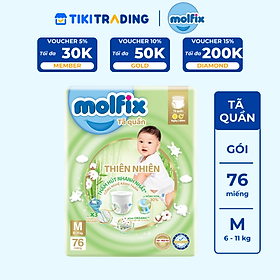Tã quần Molfix Thiên nhiên Ultra M (6kg 11kg) Gói 76 miếng
