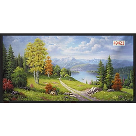 Mua tranh phong cảnh sơn dầu dán tường 3d. tranh in vải lụa chống ẩm mốc siêu bền