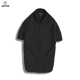 Áo sơ mi nam màu đen ngắn tay ADINO vải nến lụa sợi sồi modal dáng công sở slimfit hơi ôm trẻ trung CT103