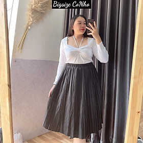 Chân váy dài bigsize nữ ulzzang dạng xòe phong cách hàn quốc, váy dài qua gối Chuppy CV12 - Màu đen