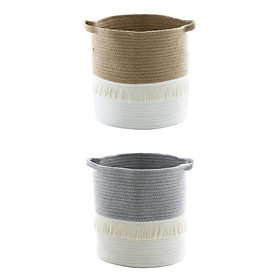 2x Cotton Rope Laundry Basket Decorative Flexible Bathroom Big Storage Box