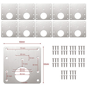 Mua Combo 10 Miếng Tấm Pát Pad Thép Vuông Chữ Nhật Sửa Bản Lề Tủ Cửa Gỗ Lỗ Vít Door Hinge Repair Kit