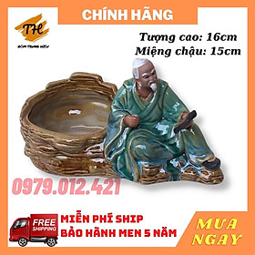 Mua Tượng Ông lão đọc sách gốm Bát Tràng trồng cây bonsai tiểu cảnh đẹp