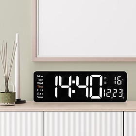Large Digital Wall Clock Time Date Temperature Week Display USB for Dorm