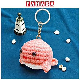 Móc Khoá Len Thủ Công Hình Cá Heo - Màu Hồng Cam